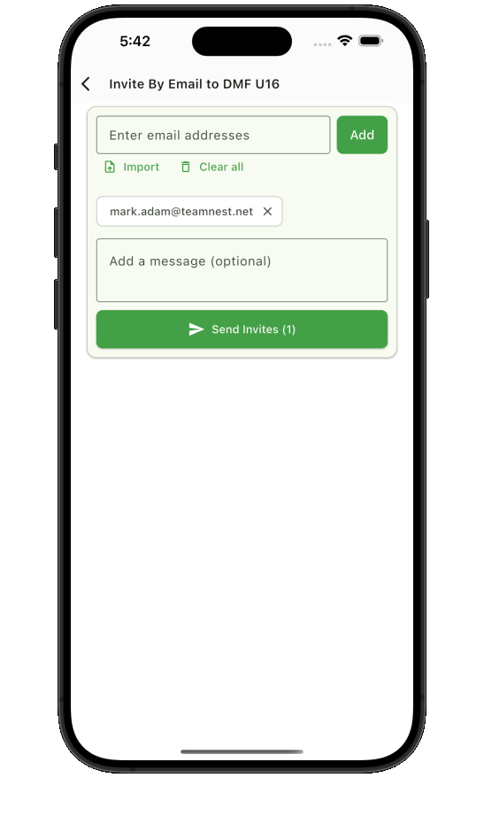 Teamnest Pro invite team members by email